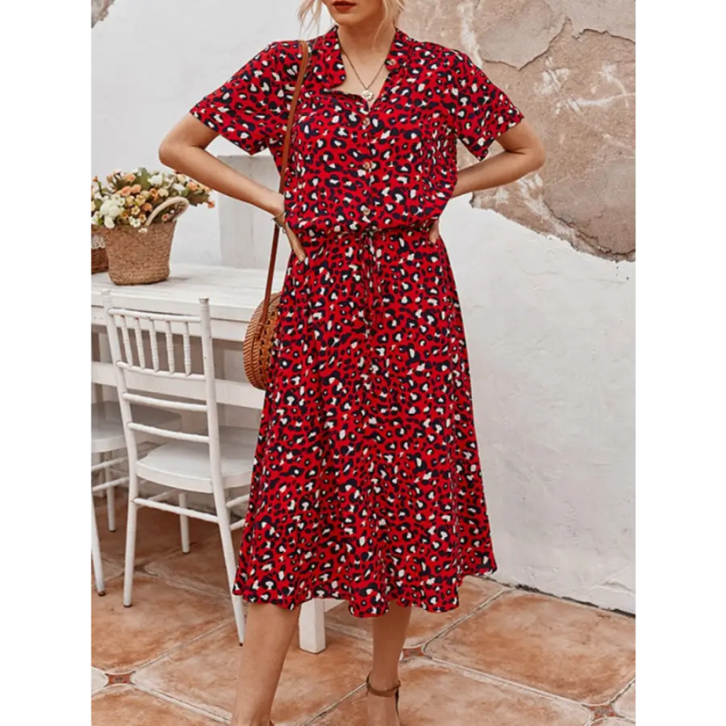 Vestido Largo Leopardo Rojo
